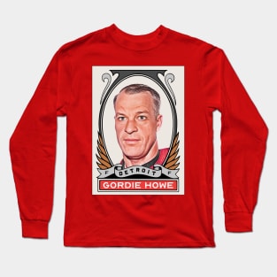 Gordie Howe Vintage Style Hockey Card Long Sleeve T-Shirt